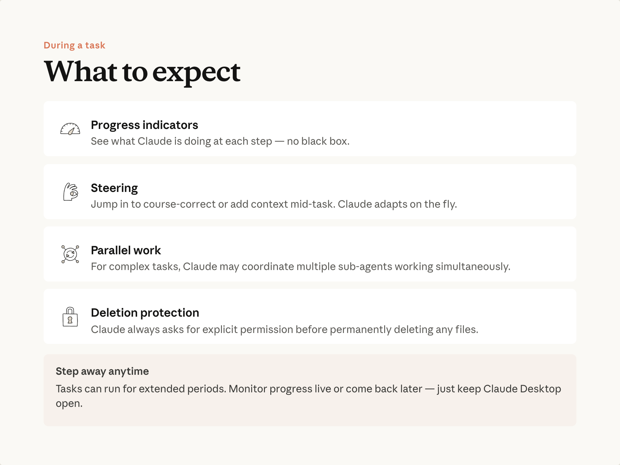 During a task: what to expect