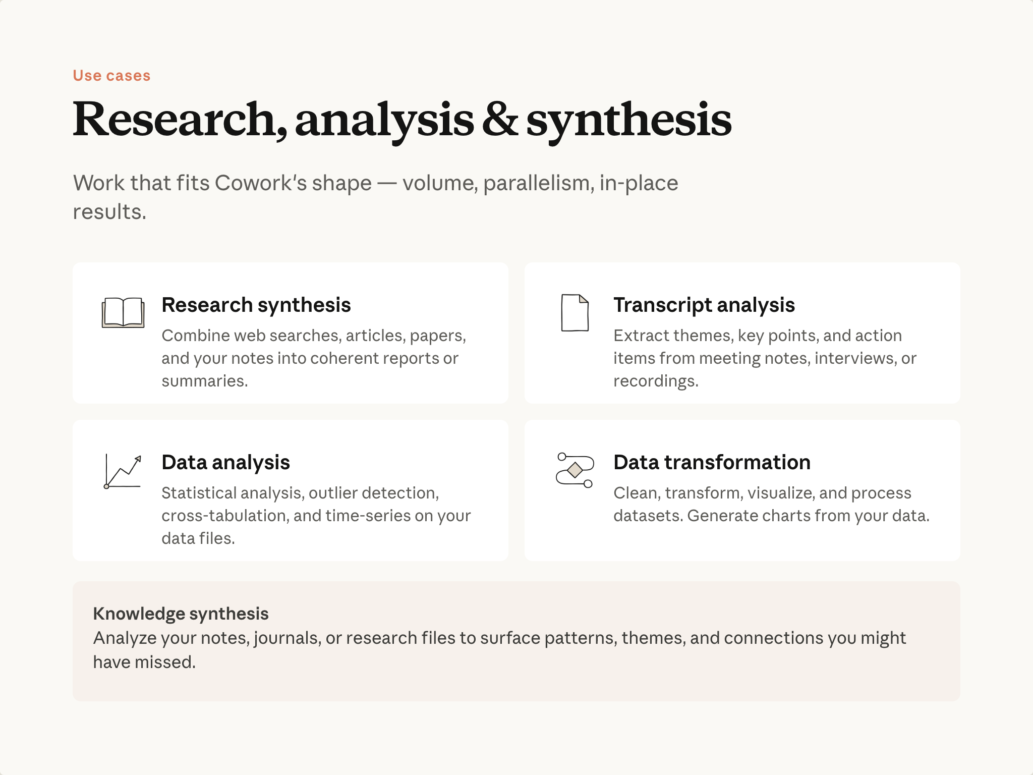 Research and analysis use cases