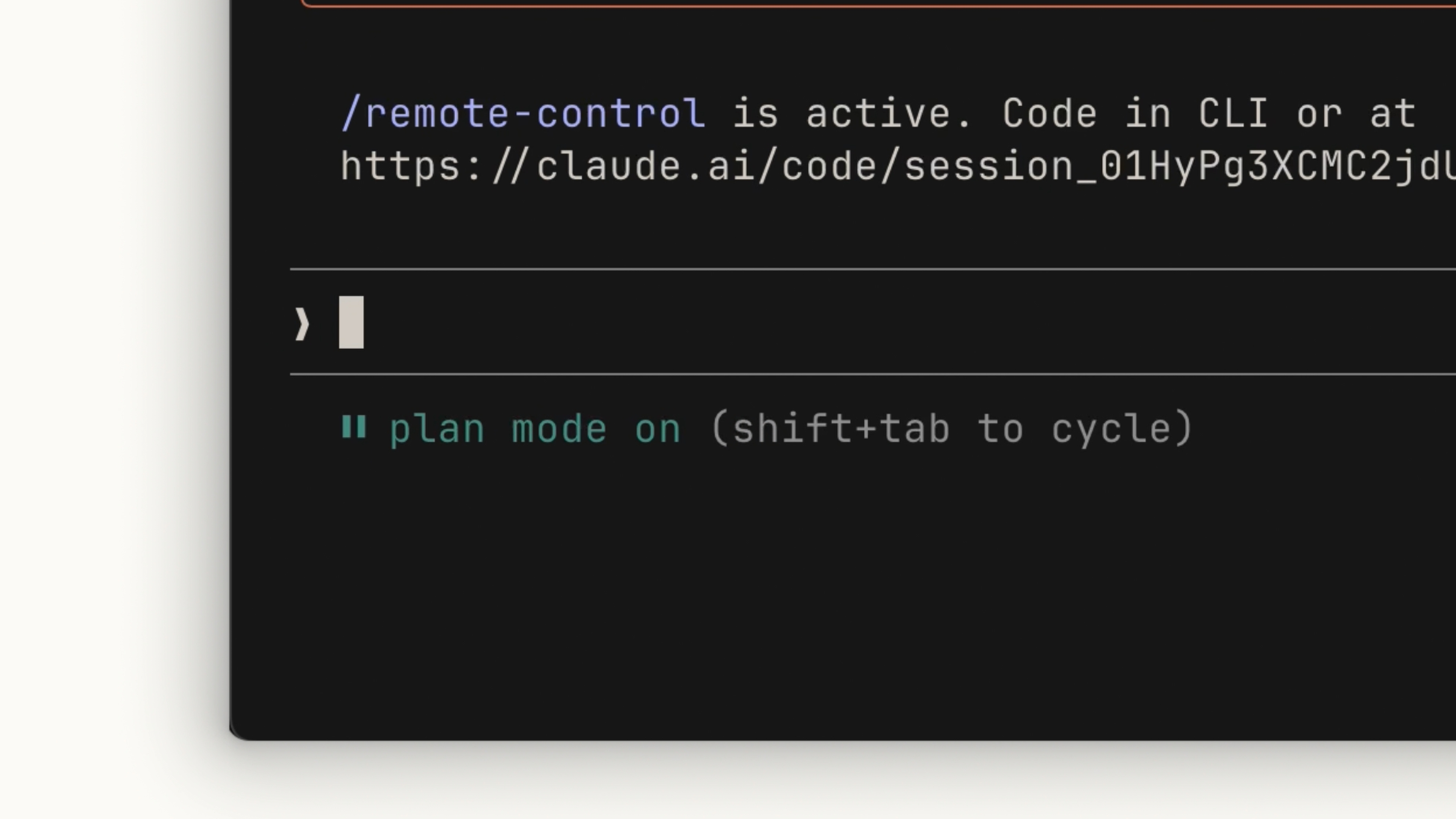 Claude Code status bar showing plan mode on with shift+tab to cycle
