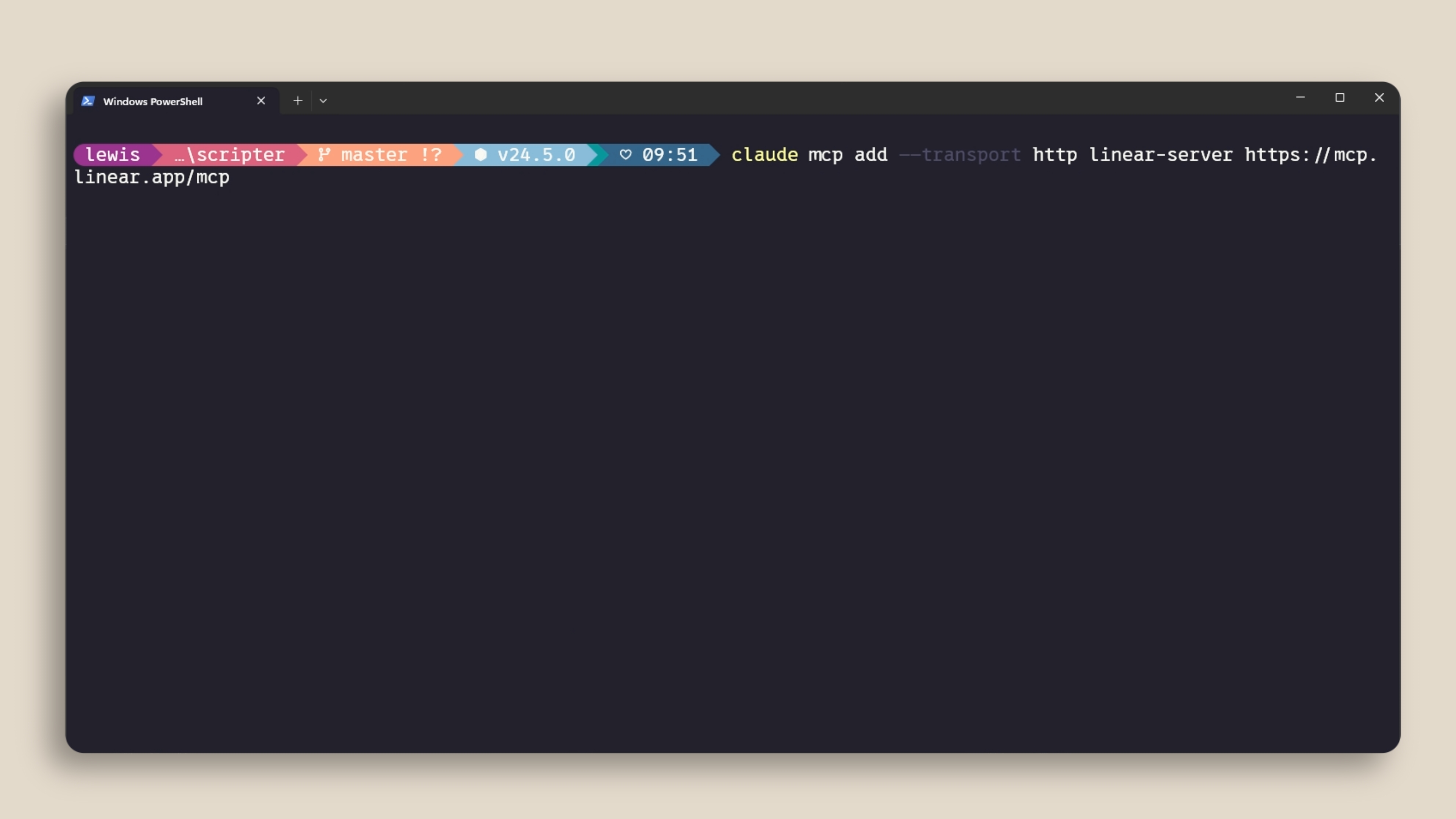 Running claude mcp add to add an HTTP Linear MCP server from the terminal